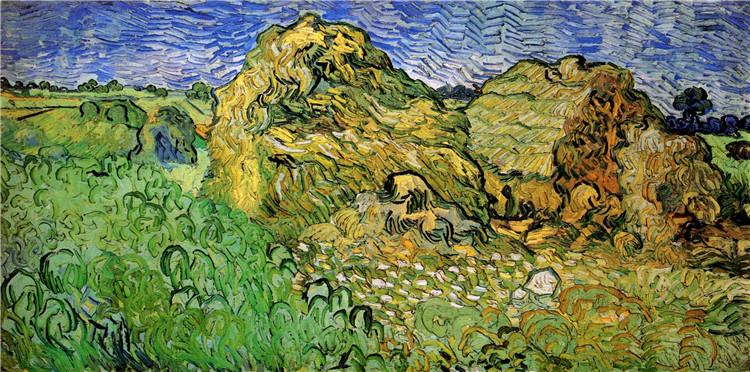 Field With Wheat Stacks Van Gogh Oil Painting